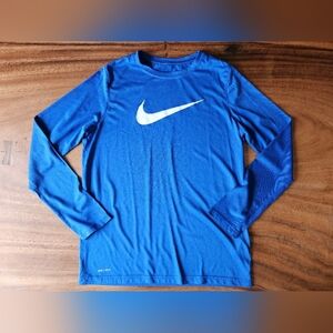 Nike Blue & White Dri-FIT Long Sleeve Tee Shirt XL